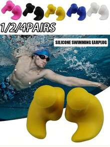 Waterproof Silicone Earplugs, Spiral Design Swimming & Bathing Ear Plugs, Anti Water Ingress Ear Protection For Adults, Family Use - Multicolor - View 2