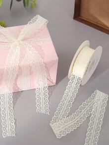 1 dây ruy băng ren dài 22m, có thể dùng để gói hoa, trang trí bánh - Màu be - Xem 5