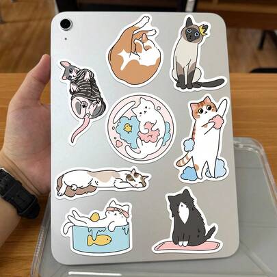 50张可爱猫咪贴纸，可用于装饰剪贴簿、日记、计划本、手机壳、马克杯、节日礼物