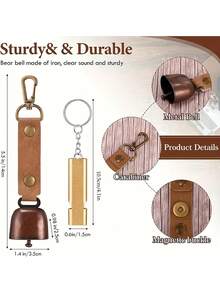 2件套响亮熊铃带哨子套装，磁性消音熊铃，适用于徒步、露营、钓鱼、划船和登山等紧急安全哨。 - 彩色 - 查看 5