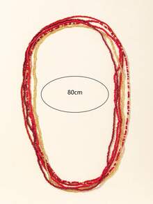 1 pieza Cadena/Pulsera/Cadena para el Body bohemia de cuentas de semilla de 5 colores en combinación aleatoria, moda para mujeres - Cadena elástica en la cintura. - Ver 4