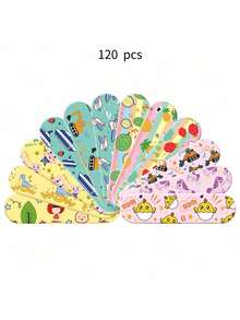 120片超透气可爱卡通创可贴 - 适合所有年龄段，可爱伤口保护 - 图案和包装颜色随机，可用作急救包 - 彩色 - 查看 4