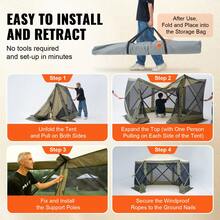 Pop Up Gazebo Tent, Pop-Up Screen Tent 6 Sided Canopy Sun Shelter With 6 Removable Privacy Wind Cloths & Mesh Windows, 12x12FT Quick Set Screen Tent With Mosquito Netting, Army Green - 12x12FT, Army Green - 查看 5