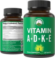 Peak Performance Vitamins D 5,000  + A + K + E All In 1 Easy To Swallow Vegan Capsule. ADK Vitamin Supplement With E D3 K2. - mặc định - Xem 8