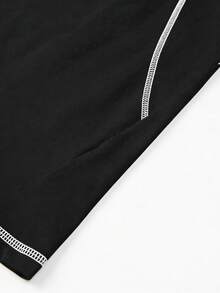 Men's Spring Letter Print T-Shirt Top, Sleeveless Vest Short Sleeve, Couple Matching Style, Spring/Summer/Autumn - Black - View 5