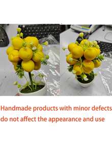 Decoración de bandeja escalonada con limón de estilo veraniego, planta de limón artificial, decoración rústica del hogar, planta de limón falsa en mini jarrón, accesorio de verdor para bandeja escalonada (estilo de limón) - Multicolor - Ver 12