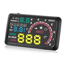 车载抬头显示器 OBD 测试仪 OBD2 HUD 车速表挡风玻璃投影仪汽车仪表盘速度显示系统升级汽车配件，不含电池 - 黑色 - 查看 10