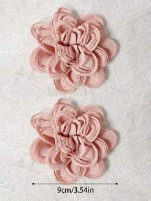 1 par de nuevas flores negras huecas de tela enrollada, adecuadas para corsages, sandalias, accesorios florales 3D hechos a mano - Negro - Ver 5