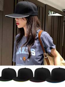 1顶夏季三明治帽檐嘻哈平沿棒球帽，男士休闲旅行简约百搭时尚款 - A - 查看 12