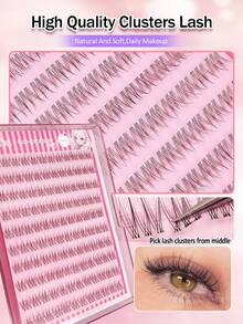 Rikuaild ﻿120pcs Self-Adhesive Natural Lashes Fish Tail Style False Eyelash Clusters, 12mm Length, No Glue Needed, Fluffy Individual Lashes, Self-Adhesive DIY Eyelash Extension, Pre-Glued Lash Clusters, Natural Lengthening C-Curl Lash Clusters, No Glue Or Makeup Remover Required, False Eyelashes, Lash Clusters, Individual Lashes, Eyelashes, False Lashes - C - View 3