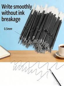 40 piezas de recambios de bolígrafo retráctil, punta media de 0.7mm, recambios de bolígrafo de tinta gel, adecuado para útiles escolares y de oficina (negro) - Múltiples estilos - Ver 1