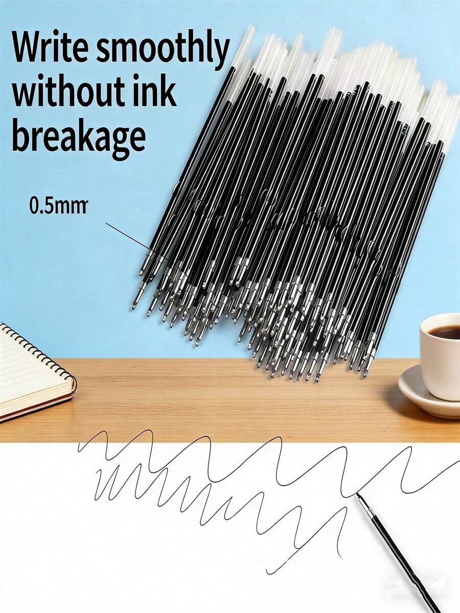40 piezas de recambios de bolígrafo retráctil, punta media de 0.7mm, recambios de bolígrafo de tinta gel, adecuado para útiles escolares y de oficina (negro) - Múltiples estilos - Ver 1