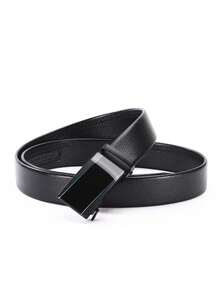 1/2pcs New Men's Cowhide Leather Belt With Automatic Buckle, Classic Business Casual Adjustable Waist Belt, Economical Durable Pants Belt For Daily Use - Multicolor - View 9