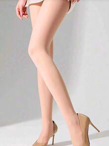 1 Pair Solid Color Basic Skin-Tone Pantyhose - Apricot - View 1