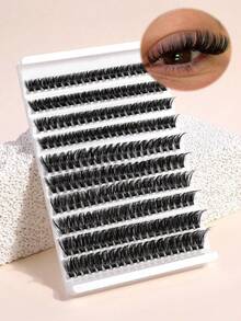 200pcs 60D-Curl Fluffy Faux Mink Eyelashes, Natural & Lengthening Cluster False Lashes, Soft & Fluffy, Suitable For Beginners DIY Eye Makeup, Reusable Eyelash Clusters - D - View 2