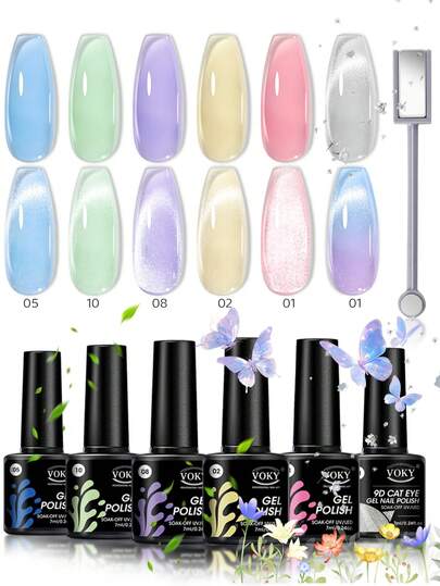 New Recommended Transparent Nail Polish, Spring/Summer Candy Colors Nail Polish + Universal Crystal Cat Eye + Magnetic Strip, Gentle Multi-Purpose UV Gel Nail Polish. High Saturation Glossy, Long-Lasting Durable Nail Polish Gel, Suitable For Nail Salon DIY Or As A Gift For Ladies