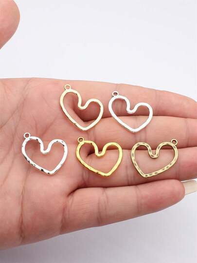 20pcs 26x21mm Hammer Pattern Hollow Heart Charms Pendant For DIY Jewelry Making Necklace Keychain Phone Chain Bracelet Making Accessories Handmade Craft Making Findings