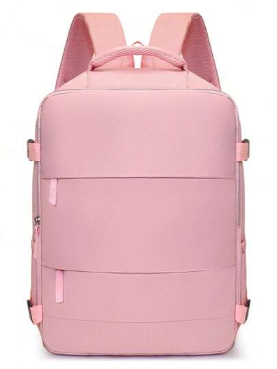 Blush Pink Backpack Waterproof Nylon Daypack With Laptop Compartment For Work & Travel
