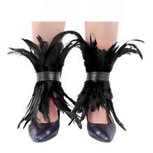 2pcs Faux Feather Leg Cuffs, Halloween Costume Feather Leg Rings, Suitable For Halloween, Christmas, Punk Party, All Seasons - Multicolor - View 12