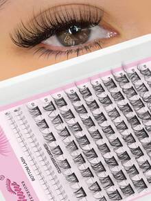 Waloshow D Curl Natural False Eyelashes, 10-16mm Lash Strip With 5-6mm Base Wispy Natural Lash Set, D Curl DIY Eyelash Extension Kit, Individual Fake Lash Set, Thin Invisible Lash Band - D - View 1