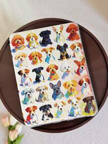 1 件装彩绘小狗图案平板电脑保护套，兼容 iPad Mini 4/Mini 5/Mini 6/Mini 7/Air/Air 2/9.7/10.2/10.5/Air 4/Air 5/10.9/Pro 11 英寸/第十代/Air 11 英寸 (M2)-2024/Pro 11 英寸 (M4)-2024/Air 11 英寸 (M3) 2025/(A16) 11 英寸第十一代 2025，以及 Galaxy Tab A8 10.5 英寸 2022。包含笔槽、三折支架、TPU 软边保护、磁吸式睡眠/唤醒功能，可爱/趣味/个性化/艺术设计。 - 彩色 - 查看 2