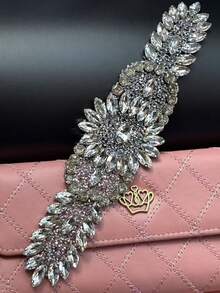 1pc Rhinestone Applique, Clothing Accessory, Bag, Hat Decor, DIY, Wedding Dress, Costume Belt, Bag Decoration, Stage Costume Accessory - Long Terms - View 6