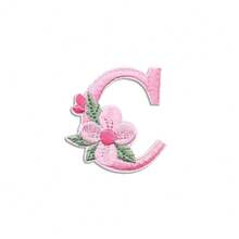 1/26pcs Computer Embroidered Flower & Colorful English Letter Patches, Sewing Applique Decoration Stickers With Adhesive Back (Multiple Colors Available) - Pink - View 21