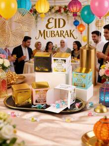 Hộp giấy rỗng hai lớp, 10 chiếc/gói, dùng làm quà tặng cho lễ Eid Al-Adha, Eid Mubarak, đựng kẹo và bánh quy. - Xem 5