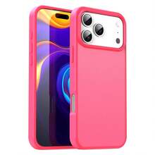 Ốp điện thoại chống sốc TPU+PC màu hồng nhạt, bề mặt mờ thân thiện với da, bảo vệ toàn diện, thiết kế chống va đập, phù hợp với Apple 17 Pro Max/16/15/14/13/12/11 và dòng Galaxy S25/S24. - Màu Hồng Tươi - Xem 9