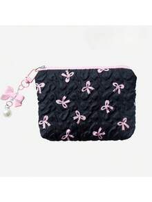 蝴蝶结化妆包 高级美妆零钱包收纳包 可爱化妆包 大容量 高级质感包 - 彩色 - 查看 6