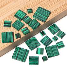 10颗/包 方形绿松石凸面宝石 4-12毫米，手工DIY戒指吊坠饰品配件，天然宝石扁平凸面半成品材料 - 孔雀石 - 查看 6