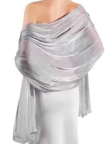 1件装 时尚优雅度假风蓝色闪光晚礼服 派对新娘云朵肩设计 适合女士日常度假及晚宴穿着 尺寸：200*68厘米/78*26.5英寸 - 彩色 - 查看 10