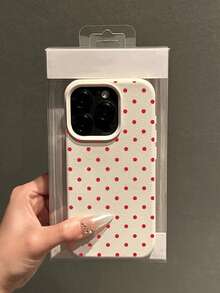 1pc Red Polka Dot Protective Case, Full-Body Shockproof Phone Case Suitable For IPhone11/12/13/14/15/16/17/PROMAX - White - View 2