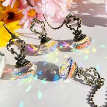 2pcs Vintage Copper Chain Crystal Pendant Extender, Colorful Pendant Extender, Zipper Extender With Crystal Prism Ball Connector, Suitable For Bathroom Toilet Light, Ceiling Fan, Table Lamp Extension Cord, Indoor Outdoor Garden Sunshine Catcher, Making Colorful Party Decorations, Suitable For Mother's Day, Father's Day, Party, Birthday Gifts - Multicolor - View 4