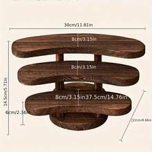 1pc Vintage 3-Tier Carbonized Wooden Desktop Organizer Rack, Vertical Shelf, Jewelry Display Stand, Wooden Tray Holder, Makeup Perfume Accessory Display Rack, Tea Ceremony Storage Shelf, Suitable For Dining Room, Kitchen, Hotel, Home - View 12