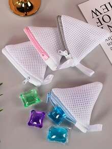 Zippered Laundry Soap Bag - Thick Mesh Wash Bag With Corner Design, Suitable For Washing Shoes, Can Be Used To Store Spice Beads, Laundry Detergent, Fabric Softener, Suitable For Delicate Items Washing, Durable Fine Mesh Laundry Bag For Underwear, Clothing - Machine Washable Detergent Container (Suitable For Liquid/Gel Capsules) Shoe Bag - Suitable For Laundry Room Organization - Multicolor - View 5