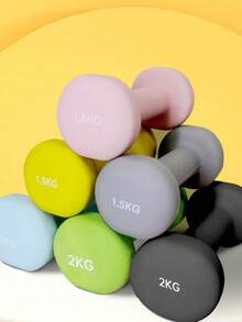 2pcs Matte Coated Flat Dumbbell, Unisex Home Fitness Equipment, Solid Cast Iron Dumbbell - Multicolor - View 3