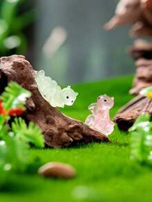 16pcs Luminous Mini Resin Cow Figurines, Glow-In-The-Dark Small Animal Decor For Fairy Garden, Micro Landscape, Aquarium, Potted Plants, Home & Outdoor Decoration, Perfect Party Favors And Birthday Gifts, Random Colors - A - View 3
