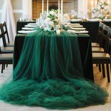 Elegant Dark Green Mesh Fabric, Creating A Graceful High-Quality Mesh Decorative Sheer Fabric, Rectangular Soft Draping Material With High Flexibility, Suitable For Wedding Embroidery Decor, Anniversary, Graduation Ceremony, Housewarming, Bachelor Party, Luxury Events, Reception, Party Backdrop, Indoor & Outdoor Activities, Engagement, Wedding Party, Classic Curtain, Thanksgiving, Christmas, Halloween - View 3