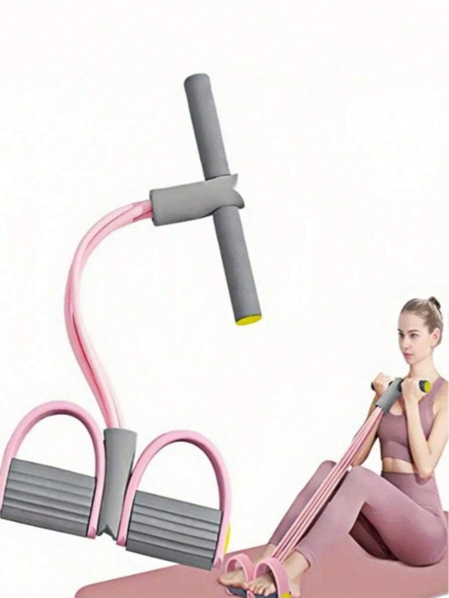 1条弹力瑜伽脚带阻力带，多功能拉伸腿部训练器，完美适用于腹部/腰部/手臂/腿部拉伸和塑形 - 灰粉 - 查看 1