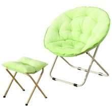 BREEZEE Silla de Luna Plegable Acolchada Incluye Reposapiés Diseño Portátil Fácil de Transportar Suave y Cómoda Ideal para Camping Oficina Home Office Moon Chair Super Cómoda Sillón Platillo - Verde - Ver 7