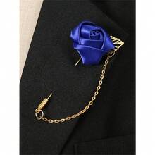 1pc Men's Suit Golden Leaf Rose Brooch With Chain, Unisex Tie Clip - Nhiều màu - Xem 7