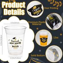 DBlack And Gold Graduation Decorations 2026 Party Cups - 50pcs 12 Oz Black Gold Disposable Graduation Plastic Cups For Drinks Class Of 2026 Grad Party Plies - 50 Black Cups - View 5
