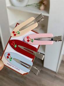2/4pcs Pink & Blue Plaid Fresh Hair Clips, Rhinestone Inlaid, Painless Clip, Hairline Clip, Suitable For Women Washing Face & Makeup, Daily Wear - Multicolor - View 14