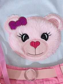 Girls' Outfit Set With Teddy Bear Purse, Short Or Long-Sleeved Blouse, Shorts, And Belt. Summer, Autumn, Winter. Borboletinhas Kids. - 粉紅色長袖 - 查看 4