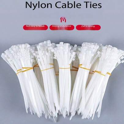 100 Stück Nylon Kabelbinder, selbstverriegelnd, weiß & schwarz, starke Bindung, Leitungsführung, langanhaltend, ideal für Kabelmanagement