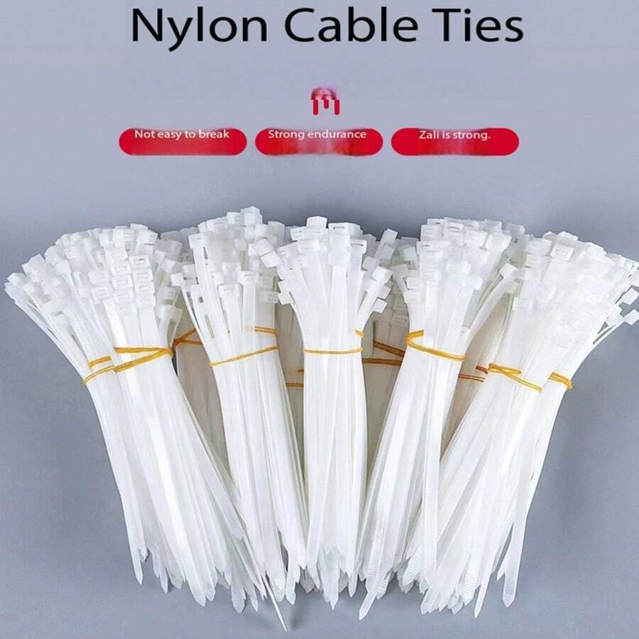 100 chiếc dây buộc cáp nylon tự khóa, màu trắng và đen, buộc chắc chắn, cố định dây, bền, lý tưởng để quản lý dây điện. - Dây buộc cáp - Xem 1