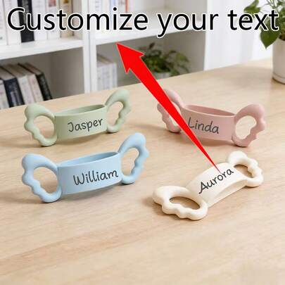Asa de silicona grabada personalizada, funda de botella de bebé personalizada con nombre, soporte de taza de agarre fácil para niños pequeños, regalo ideal para baby shower y destete