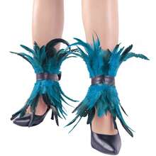 2pcs Faux Feather Leg Cuffs, Halloween Costume Feather Leg Rings, Suitable For Halloween, Christmas, Punk Party, All Seasons - Multicolor - View 11