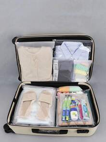 1pc/5pcs/10pcs Transparent PE Self-Sealing Bags With Ventilation Holes, Reusable Plastic Storage Bags Suitable For Clothes, Socks, Underwear, Cosmetics, Travel, Home Organization, Retail Display, Transportation, Wardrobe, Luggage, Bedroom, Bathroom, Office, Kitchen, Moving Storage, Gift Packaging And Daily Use - White - View 5